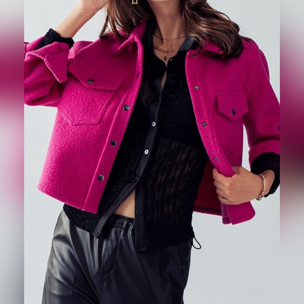 #206 🛑28 S, M FINAL PRICE SNAP BUTTON SEMI CROP TEDDY JACKET - Picture 7 of 9